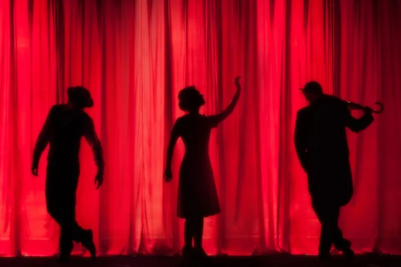Theatre stage with dramatic lighting